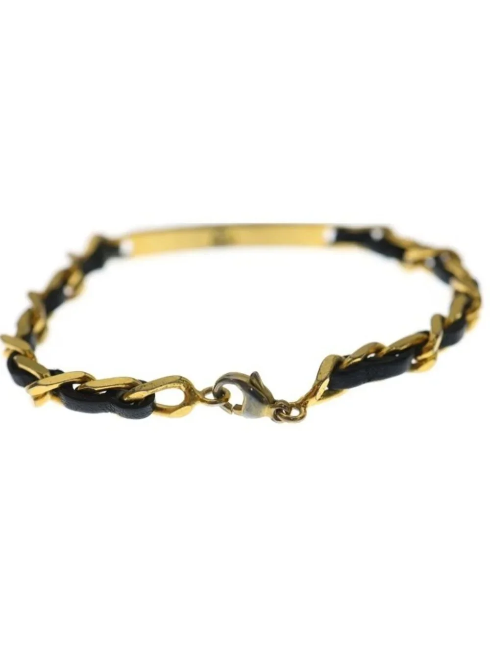 Chanel Chain Bracelet Black Gold Leather - Picture 6 of 6